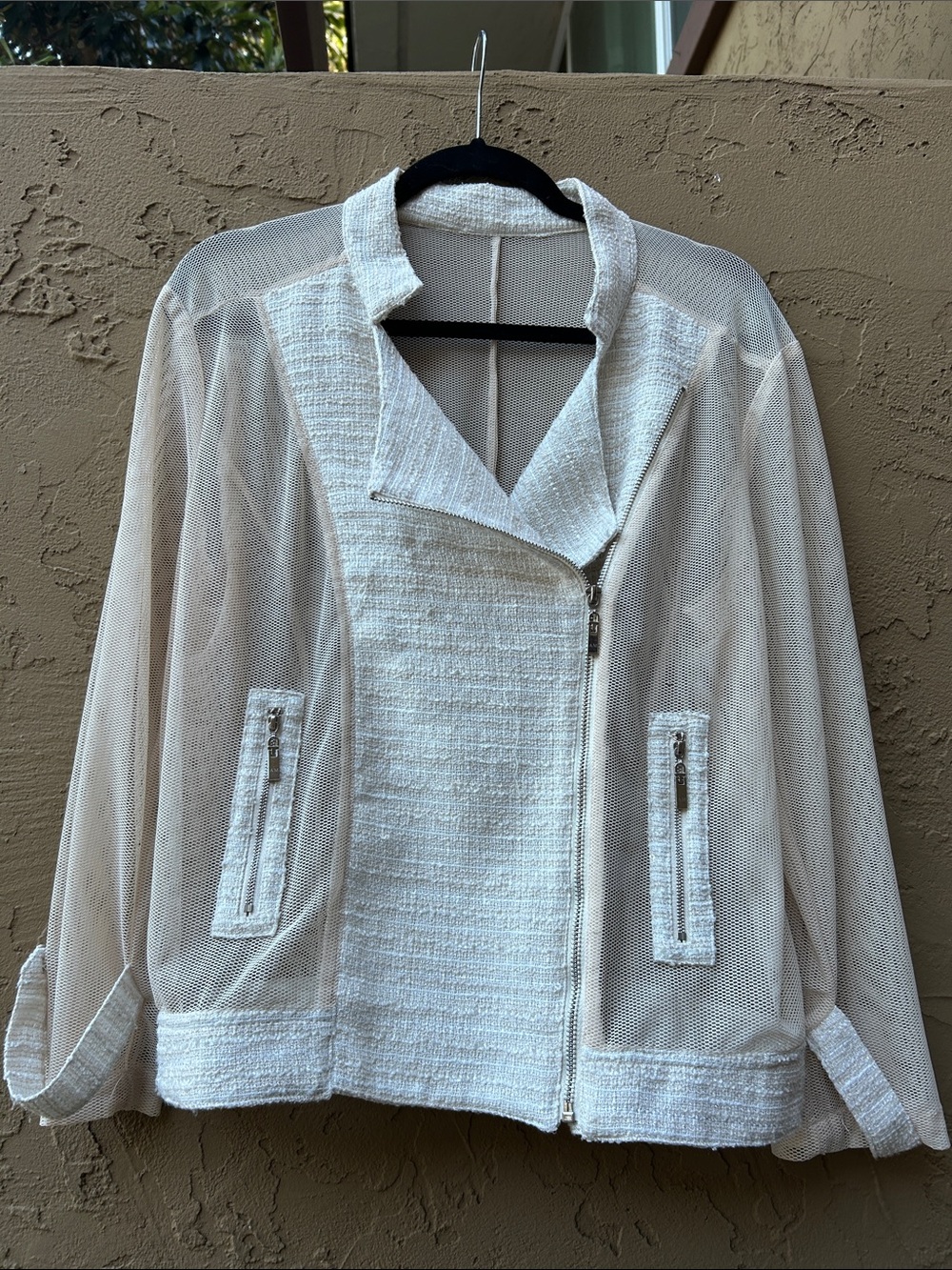 Alberto Makali Sparkle Tweed & Mesh Moto Jacket